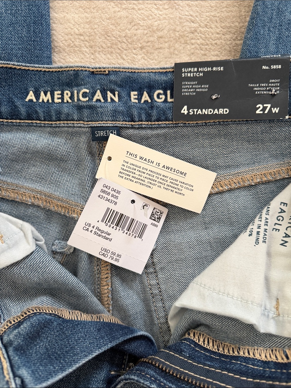 NEW WITH TAGS - American Eagle jeans size 4 Regular Straight - Picture 5 of 7